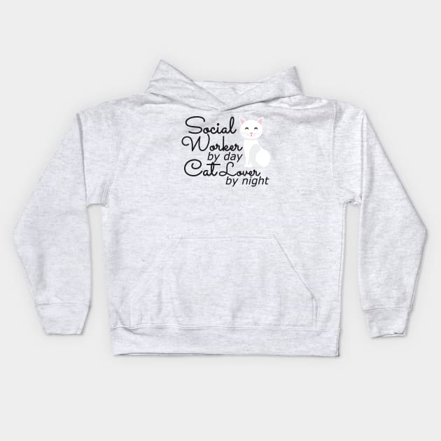 Social Worker by day cat lover by night Kids Hoodie by KC Happy Shop